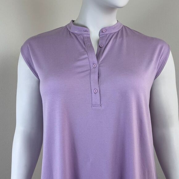 Eileen Fisher Women's Size L Petite Purple Fine Tencel Jersey Mandarin NEW Dress - Picture 10 of 16